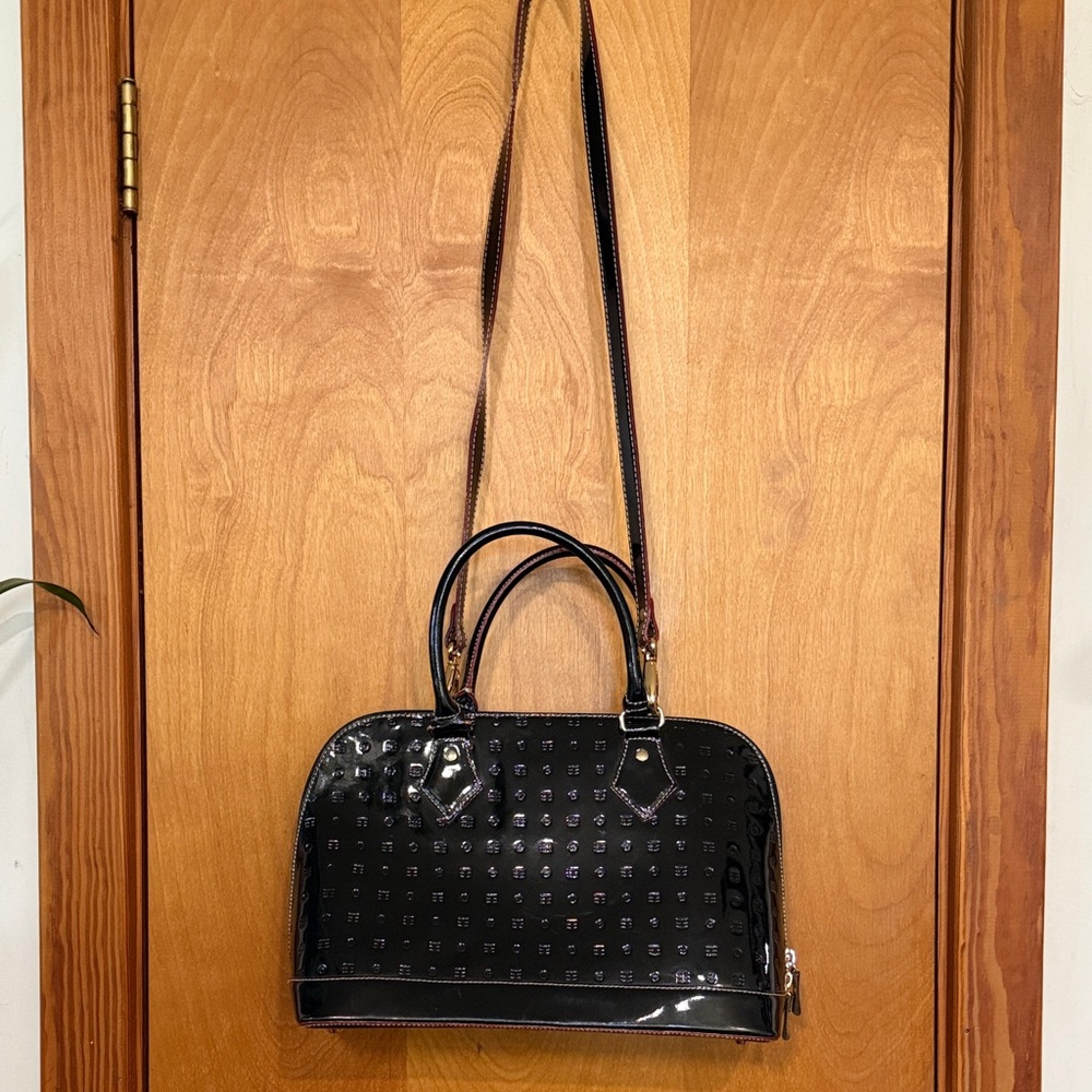 Arcadia Black Patent Leather Handbag - Picture 9 of 11